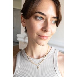 Austin Down to Earth, Tiny Cross Necklace, Simple Gold Cross Necklaces for Women, 14k Gold Filled Chain, Christian Gift for Baptism Confirmation Graduation (18-20 inches, adjustable)