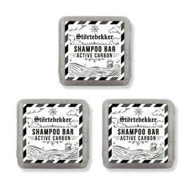 Störtebekker® Premium Shampoo Bar Active Carbon (3x) | Solid Shampoo Men & Women with Activated Carbon | 3-in-1 Shower Soap Men | Intensive Care for Hair & Scalp - Vegan, Handmade (3 x 100 g)