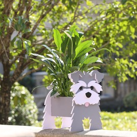 Fitcho Schnauzer - Maceta de Schnauzer para mujer, maceta de perro con forma de Schnauzer para decoración de jardín, soporte para contenedores de plantas en forma de Schnauzer para interiores y