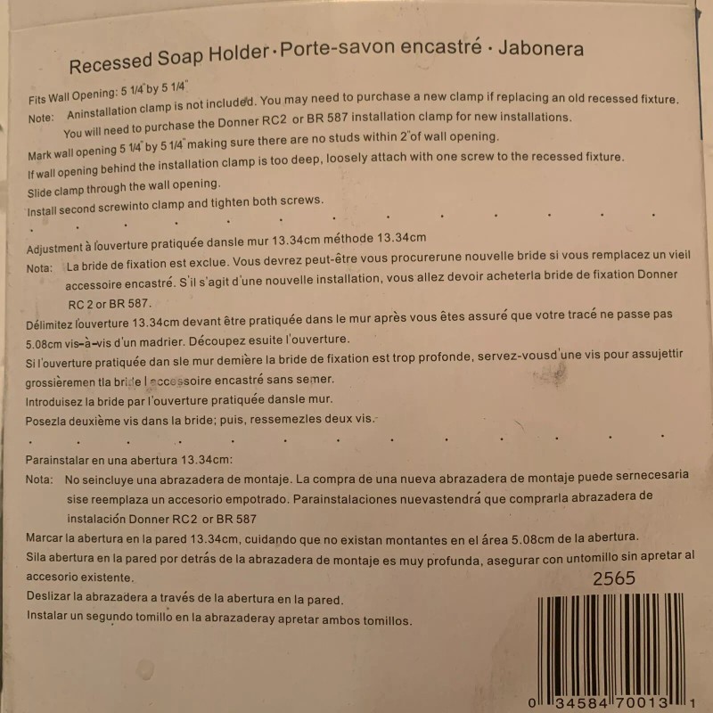 Donner Recessed Soap Holder and Utility Bar in Chrome