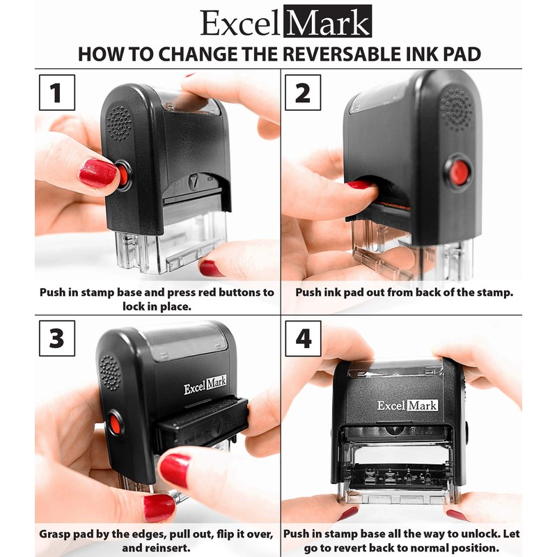 Custom Signature Stamp - Self Inking - Black Ink -