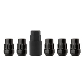 DPAccessories Locking Lug Nuts Compatible with 1987-1995 Jeep Wrangler | for Factory Aluminum Wheels Only | Set of 5 Black Wheel Locks & 1 Key | DJEWRA01F-BK/LK1