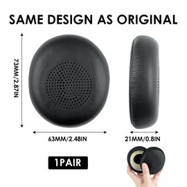 Ersatz Ohrpolster für Jabra Elite 45h, für Evolve2 65 MS UC, Kopfhörer-Teile aus Memory-Schaum, Ohrpolster mit weichem Proteinleder (Schwarz)