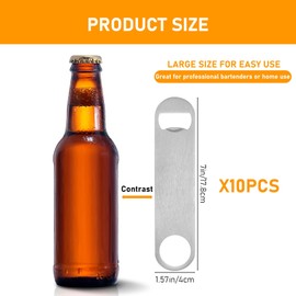 Zxglxinyao Beer Bottle Opener, 10 Pcs Flat Bottle Openers, Stainless Steel Beer Openers, Heavy Duty Bartender Bottle Opener Blanks for Kitchen, Bar, Restaurant, Party, Men, Women
