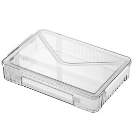 Cylogia Clear A4 Storage File Box Moisture-Proof Portable Plastic PET Box with Lids Handle and Clasps Stackable Document Storage Organizer Paper Magazines Holder for Home Office School(White Buckle)