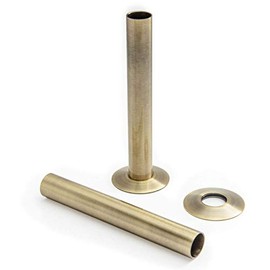 130mm Radiator Pipe Sleeve/Shrouds/Covers and Collar Set | Foundry (Pair) (Antique Brass)