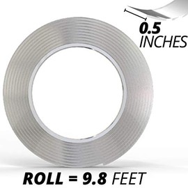 Mammoth Nano cinta de doble cara, súper fuerte, lavable y reutilizable, ideal para montar objetos en superficies no porosas, rollo de 10 pies, sin res