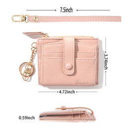 TSNSOEEO Keychain Wallet Wristlet RFID Small Credit Card Holder Bracelet Key Chain Purse Bangle Tassel Beads Key Rings for Women