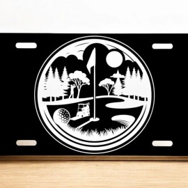 Unbranded Golf Design Laser Engraved Front License Plate.  Very Durable and Stylish!