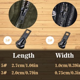 Zip Repair Kit, 30 Pieces, Black, with Zip End Piece, 30 Pieces, Zip Replacement, Suitable for Metal/Nylon/Resin Zips, Two Sizes (3# and 5#)