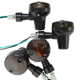 Ager Bike Turn Signals Mini Universal Small Round Smoke x Black 4pcs