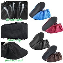 GIEEU Shoes Covers,4 Pairs Resistant Waterproof Shoe Covers,Reusable Boot Covers with Non-slip Sole,Elasticity Dustproof Durable Overshoes for Household Carpet Floor Protection