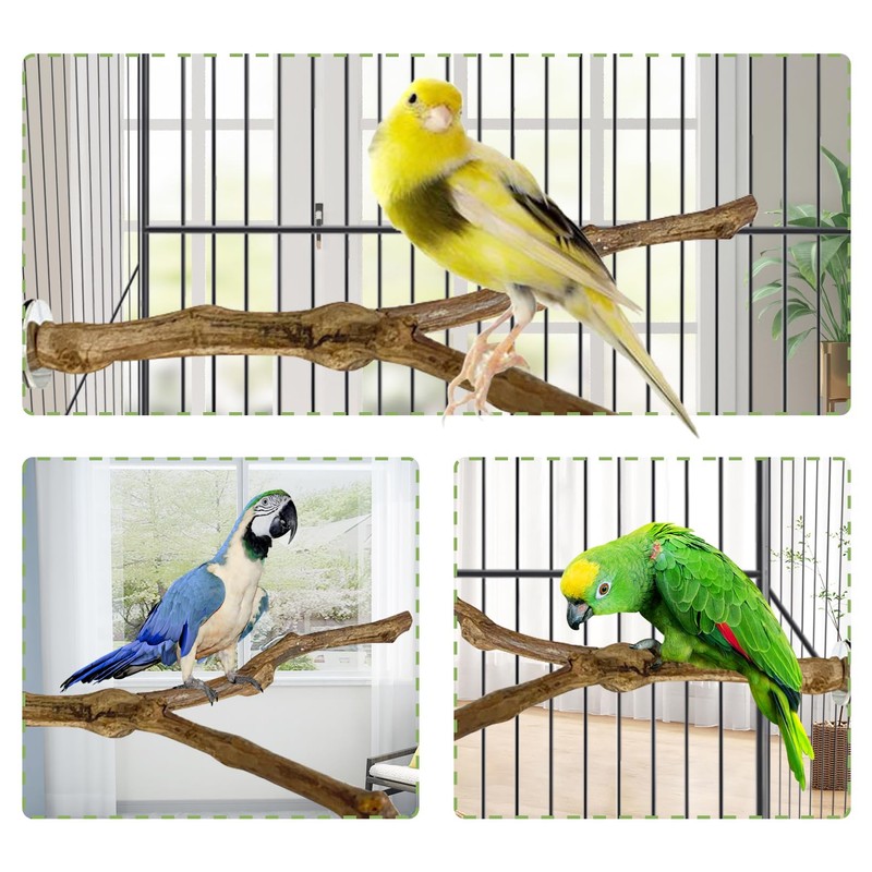 kathson Natural Parrot Perch Bird Stand Pole Wild Grape Stick