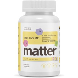 Matter Multizyme Kids, Suplemento con Enzimas Digestivas BioCore Optimum Complete y Fibra, Apoya la Digestión Adecuada, 1 Frasco con 90 Gomitas Sabor Cítricos