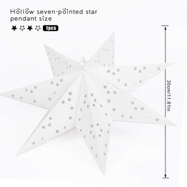Wishstar Paper Star Decoration, Christmas Decoration Window, 7 Pointed Folding Stars, 45 cm Diameter for Christmas Decoration, Christening, Birthday, Wedding Party