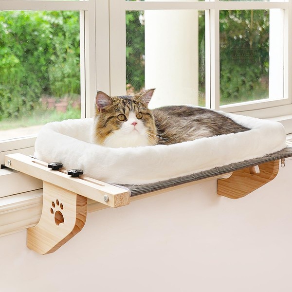 AMOSIJOY Cat Sill Window Perch Sturdy Cat Hammock Window Seat