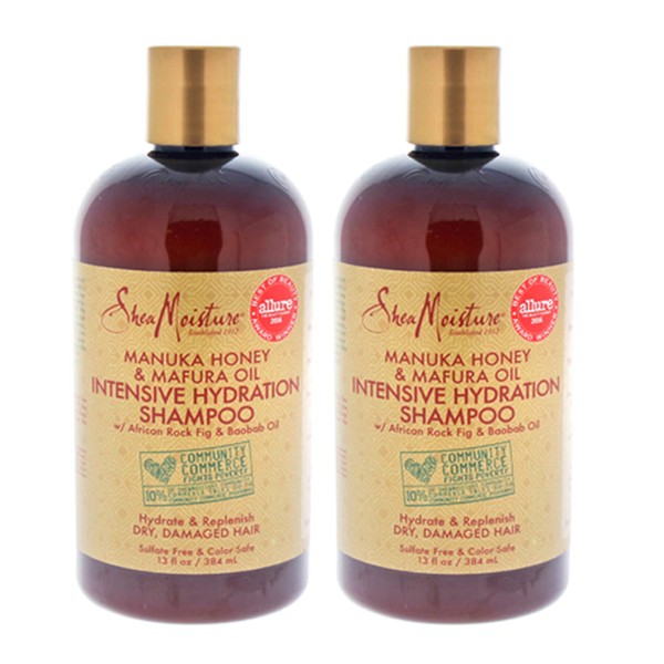 ( Pack of 2 ) Shea Moisture Manuka Honey & Mafura Oil Intensive Hydration Shampoo with African Rock Fig & Baobab Oil 13 oz