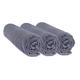 3 x Jersey Cotton Fitted Sheets 40 x 80 cm Expandable to 40 x 90 cm Grey