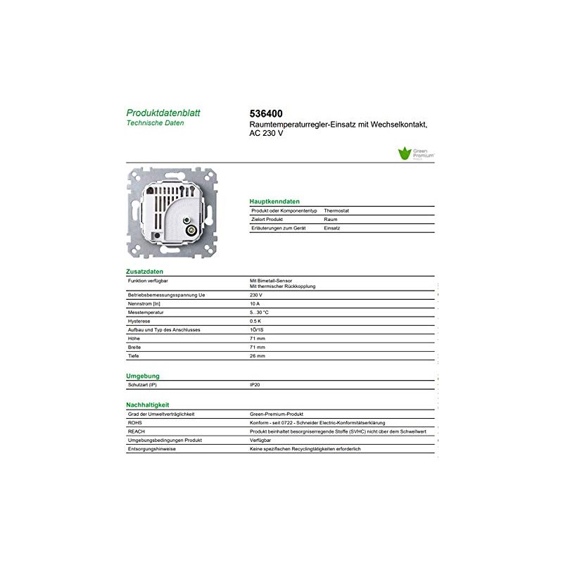 Merten 536400 Room Thermostat 5 to 30 °C