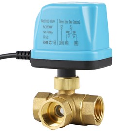 SWAWIS 3-Way Ball Valve Motor Ball Valve Zone Valve DN20 G3/4 Inch AC 230 V Motor Valve Electric Valve Brass Shut-Off Switch Ball Valve Two-Way Valve for Flow Control