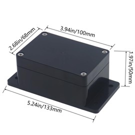 Project Box ABS Plastic Black Electrical Boxes IP65 Waterproof DIY Electronic Junction Box Power Enclosure with Fixed Ear 3.9x2.7x2inch (100x68x50 mm) 2pcs