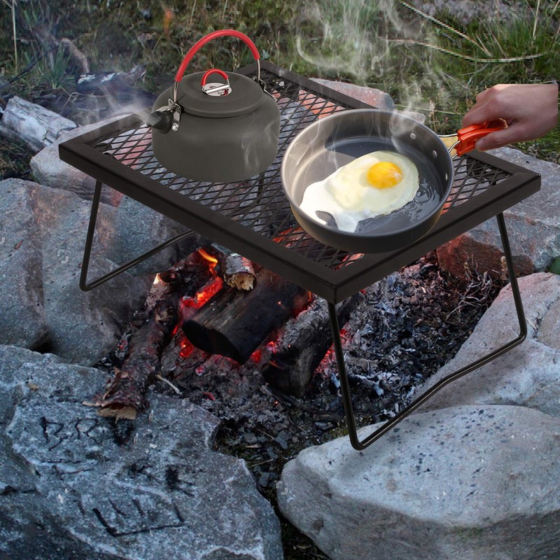 REDCAMP Folding Campfire Grill Heavy Duty Steel Grate, Portable Camp