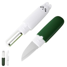 2 in 1 Vegetable Peeler And Knife Set with Safety Cover – Stainless Steel Potato Peeler, Fruit Peeler, Carrot Peeler, Cucumber Slicer – Camping & Travel