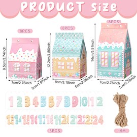 Woanger 24 Empty Advent Boxes to Fill, Christmas Advent Calendar 24 Days Countdown Gift Christmas Gingerbread House Candies Treats Boxes for Xmas Holiday Decor (Cute Style)