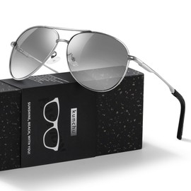 Pilot Sunglasses Mens Polarized Sunglasses Unisex UV400 Protection Black Driving, Fishing,Running Classic Ultra Light Shades Silver White