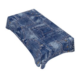 TKS MITLAN Denim Patchwork Style Decorative Rectangle Tablecloth Romance Indigo Miscellaneous Polyester Table Cloths Kitchen Table Cover for Dining BBQ Picnic Coffee Table 60 x 84 Inch 6-8 Seats