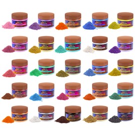 MTBJZJ Mica Powder for Resin, 25 Colors - 20g/Bottle of Epoxy Resin Color Pigment,for Candle Dye, Lip Gloss Pigment, Soap Making, Slime Colorant, Paint, Bath Bombs,Nail Polish and Eye Shadow