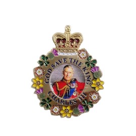 God Save the King Charles III Pin Badge Brooch Golden Design Memorabilia (1)