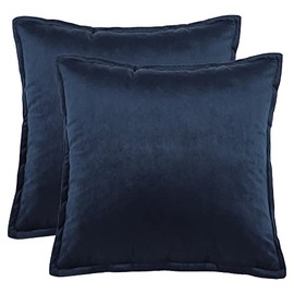 PiccoCasa Decorative Velvet Soft Cushion Covers Pack of 2, Square Solid Throw Pillow Covers for Sofa Couch Bedroom - 50x50cm/20x20 Inches Hidden Zipper Cushion Covers Navy