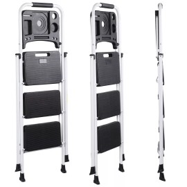 SEGAWE 3-Step Ladder Folding Step Anti-Slip Wide Pedal Lightweight 330 lbs Multi-Use