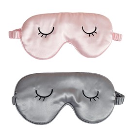 Pack of 2 Silk Sleeping Masks, Comfortable Sleeping Mask for Men and Women, Light Blocking Eye Mask, Sleeping Mask with Storage Bag, Comfortable Sleep Mask, Soft Night Mask for Women and Men (Pink +