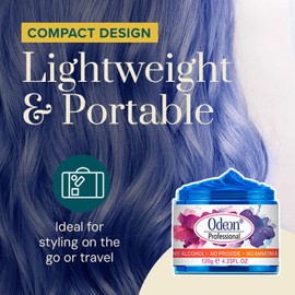 Odeon Temporary Hair Color Wax, Natural & Washable Hair Wax Color for Temporary Hair Dye with Beeswax & Tea Tree Extract - Easy To Use Temporary Hair Color for Kids & Adults, Blue, (4.23oz)