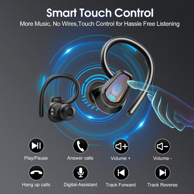 Wireless Earbuds Bluetooth 5.4, 50H Playtime Sport Earphones with Earhooks,