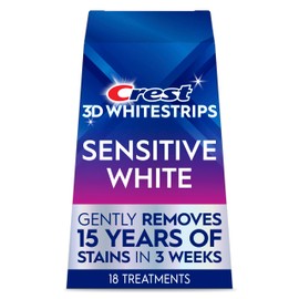 Crest 3D Whitestrips Sensitive At-Home Teeth Whitening Kit, 18 Treatments, Gently Removes 15 Years of Stains, Crest Whitestrips, Teeth Whitening Kit