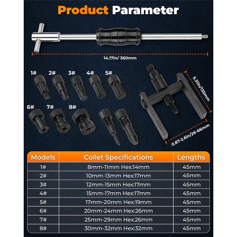 MateAuto 12pcs Motorcycle Blind Hole Collet Bearing Puller Set, Internal