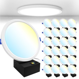 Sunco 24 Pack 6 Inch LED Canless Recessed Lighting, Slim Surface Mount Ceiling Light, Thin Round Flat Panel Fixture, 14W=100W, 1380 LM, Selectable CCT 2700K/3000K/4000K/5000K/6000K, Dimmable ETL