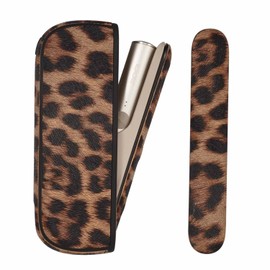 YiTenn Protective Case + Side Cover 2-in-1 Set Case for iqos Iluma, TPU + PU Leather Material Accessories (C-Leopard Brown)