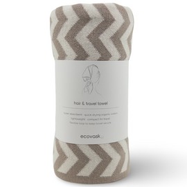 Ecovask Travel Towel & Hair Wrap - Organic Cotton, Original / Hummus Chevron
