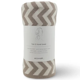 Ecovask Travel Towel & Hair Wrap - Organic Cotton, Original / Hummus Chevron