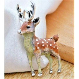 Unbranded Santa REINDEER Antler Natural Spotted Rudolph Enamel Christmas Gift Deer Brooch