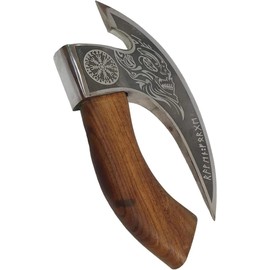 Viking Pizza Axe with Leather Sheath, Vikings Butcher Axes, Viking Pizzacutters Axes - Olive Wood Handle & Heavy Duty Vikings Axes Head - Perfect for Cutting Pizza, Meat, Vegetables AUS