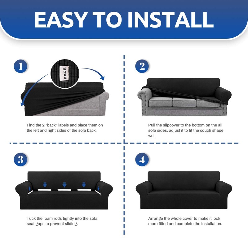 KEKUOU Stretch Sofa Cover Slipcover ，Couch Covers for 3 Cushion