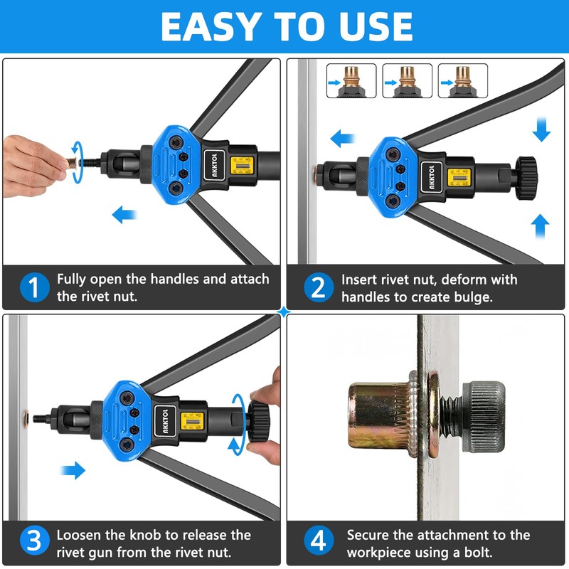 AKKTOL Rivet Nut Tool kit, 16" Rivnut Tool Kit with