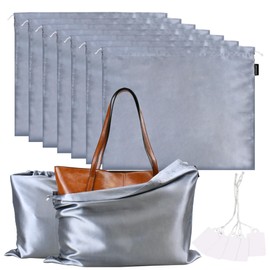 FEICHANGHAO 7 Pack Dust Bags for Handbags Storage Silk Cloth Bag With Drawstring Large Storage Pouch for Handbag Purse Shoes Boots (Grey, 23.6 × 19.6 in)