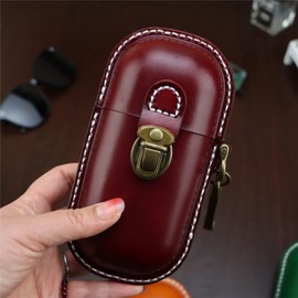 Fanyixuan Handmade Leather Eyeglass Case Hard Shell Retro Men And Women Sunglasses Nearsighted Glasses Hooks Protection Box (Crimson)