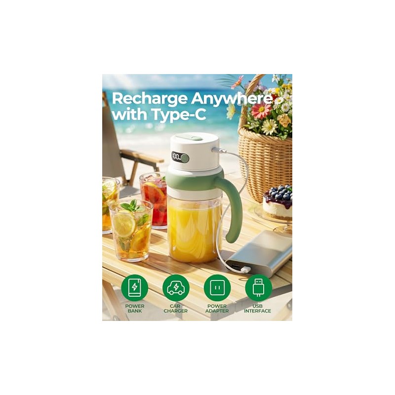 Becvtoz Portable Juicer Cup with LED Display - USB-C Personal
